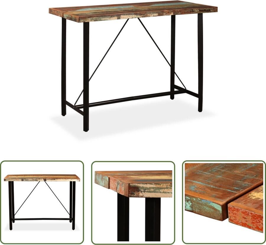 The Living Store IndustriÃle Bartafel 150 x 70 x 107 cm Massief gerecycled hout en staal Industriële Bartafel Bruin Houten Bartafel Vintage Bartafel Recycled Wood Furniture - Foto 2