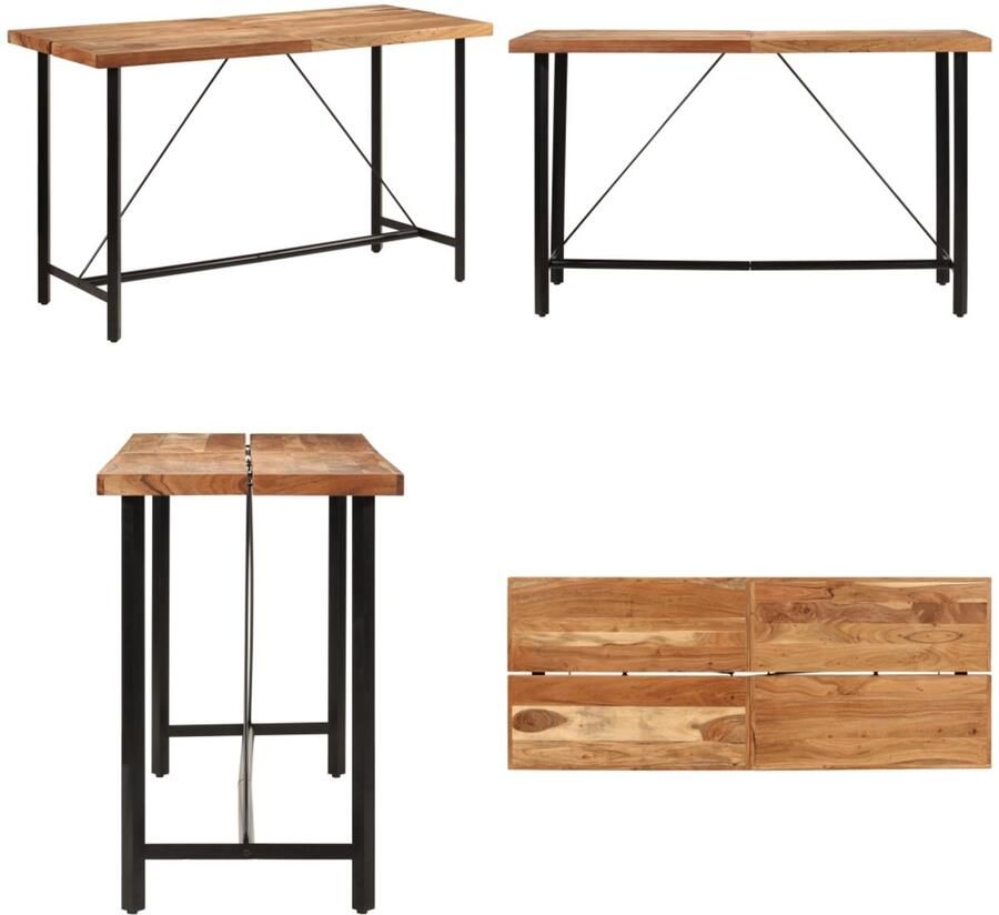 VidaXL Bartafel 180x70x107 cm massief acaciahout en ijzer Bartafel Bartafels Statafel Hoge Tafel