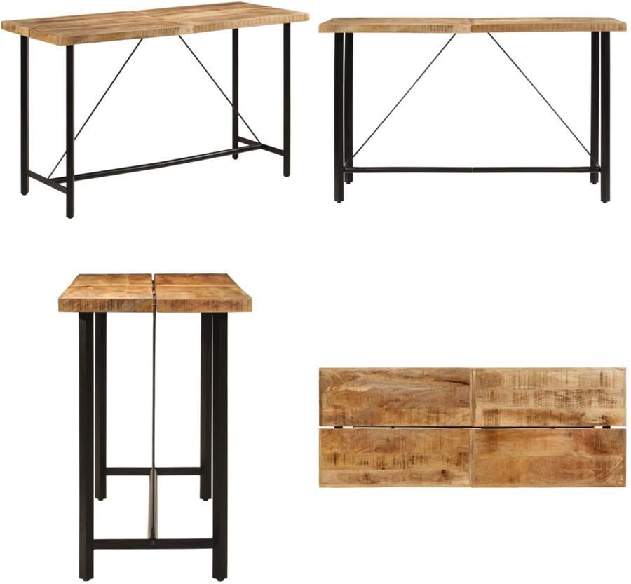 VidaXL Bartafel 180x70x107 cm massief mangohout en ijzer Bartafel Bartafels Statafel Hoge Tafel