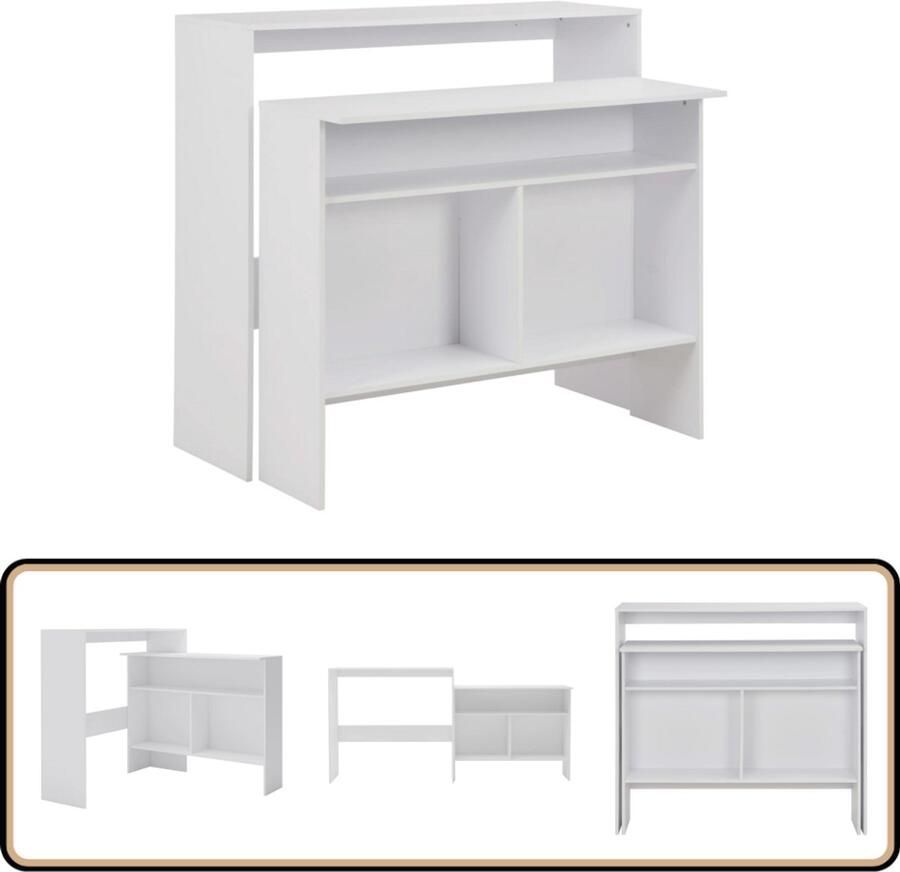 VidaXL Bartafel 2 tafelbladen 130x40x120 cm Wit Bartafel Witte Bartafel Keukenbar Bistrotafel Eetkamerstoel