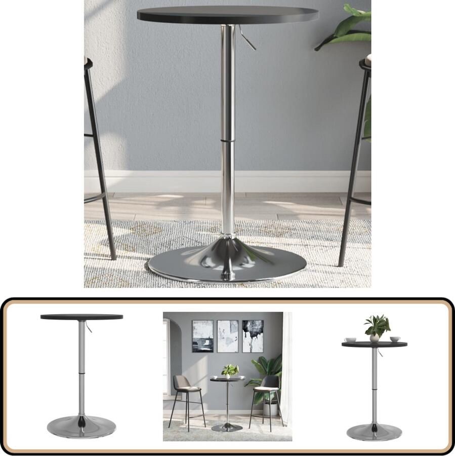 VidaXL Bartafel Zwart Hout & Staal 50x50x90 cm Bartafel Zwarte Bartafel Salontafel Eetkamerstoel Keukenaccessoires Meubilair Houten Tafel Metalen Tafel