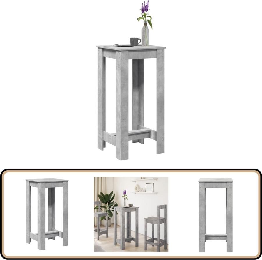 VidaXL Bartafel Betongrijs Bewerkt hout 51x50x103 5 cm Bartafel Bistrotafel Houten Tafel Kookeiland Loungehoek Modern Design Betonlook Multifunctioneel Stevige Constructie Easy Care Binnengebruik