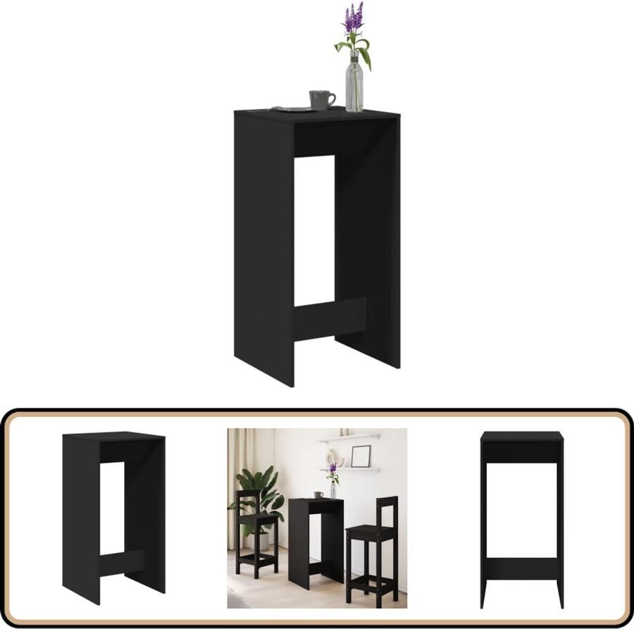 VidaXL Bartafel 51x50x103 5 cm Bewerkt hout Zwart Bartafel Houten Bartafel Zwarte Bartafel Bistrotafel Cafetafel