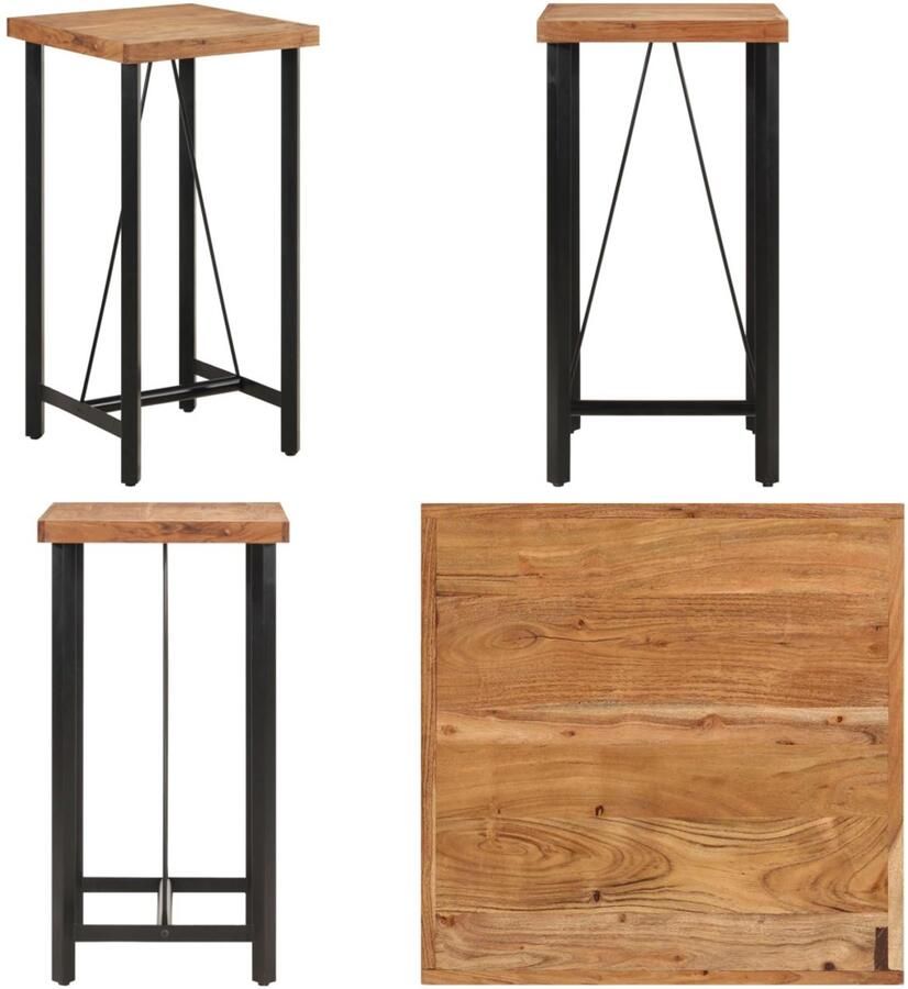 VidaXL Bartafel 55x55x107 cm massief acaciahout en ijzer Bartafel Bartafels Statafel Hoge Tafel