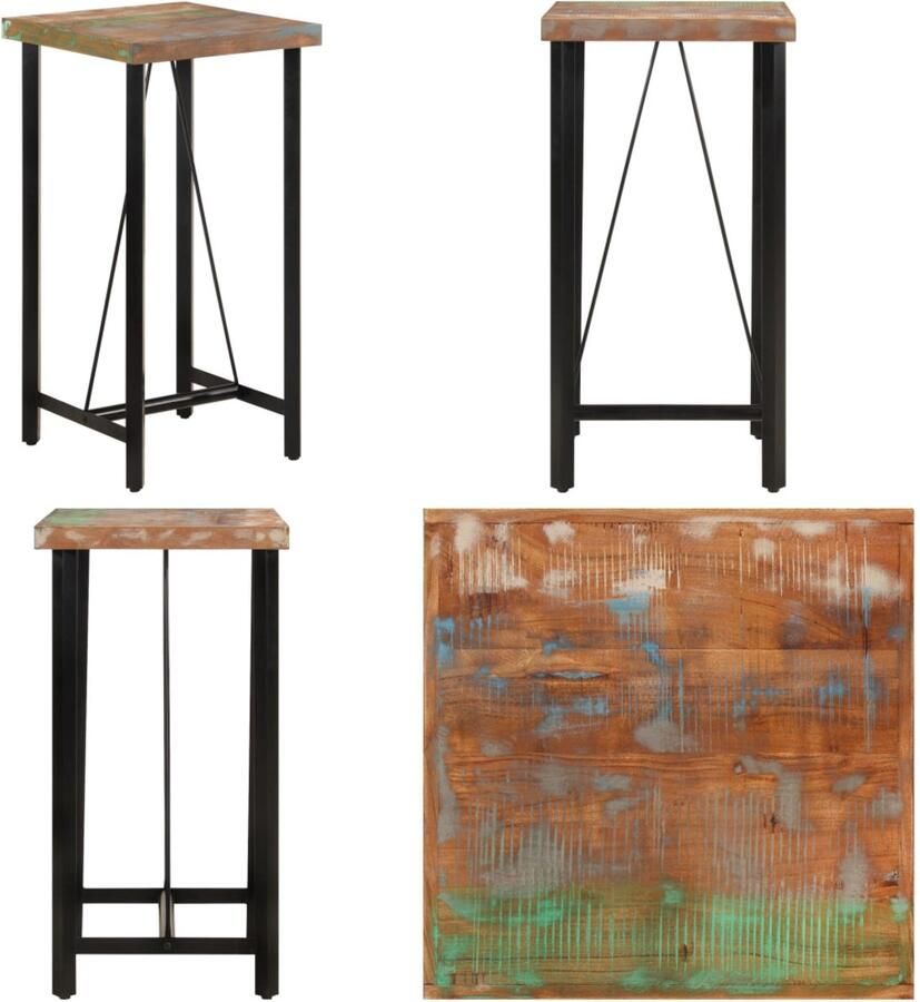 VidaXL Bartafel 55x55x107 cm massief gerecycled hout en ijzer Bartafel Bartafels Statafel Hoge Tafel