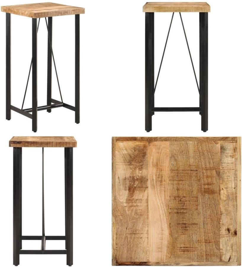 VidaXL Bartafel 55x55x107 cm massief mangohout en ijzer Bartafel Bartafels Statafel Hoge Tafel
