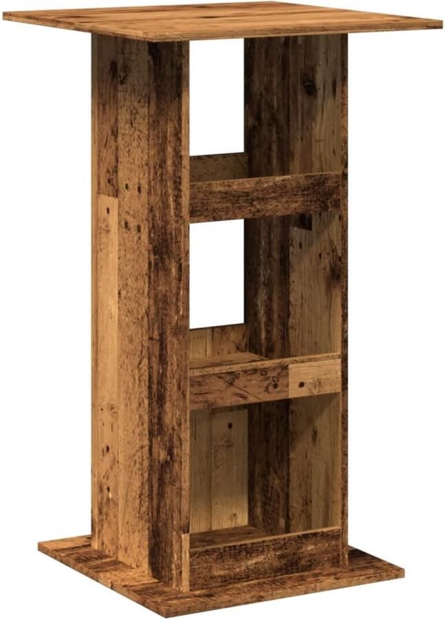 VidaXL Bartafel 60x60x102 cm Oud Houtkleur Bartafel Houten Bartafel Salontafel Eetkamertafel Multifunctioneel Meubel Opslagmogelijkheden Vintage Design Industriële Stijl Klein Formaat Modern Design
