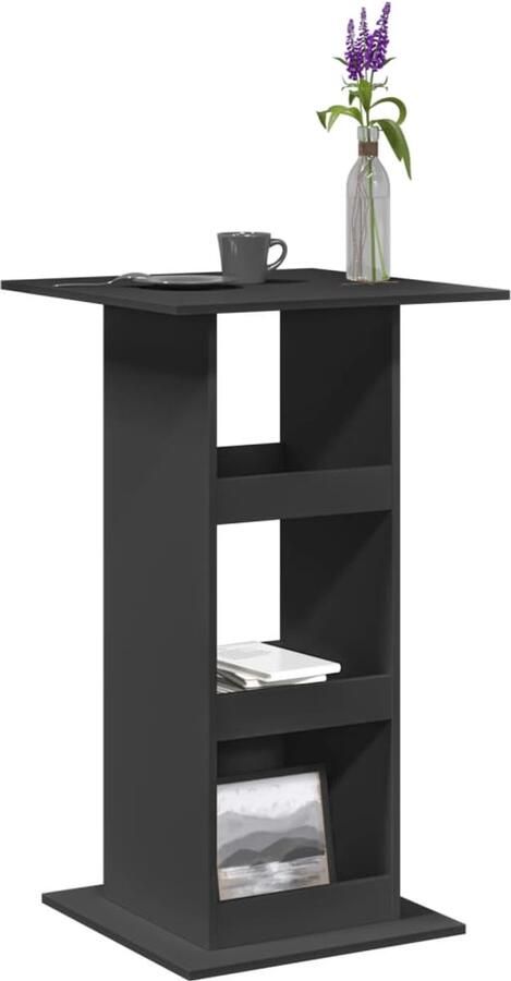 VidaXL Bartafel 60x60x102 cm Zwart Hout Bartafel Houten Bartafel Salontafel Kookeiland Opslagkast Multifunctioneel Meubel Industriële Bartafel Zwarte Bartafel Kleine Bartafel Trendy Bartafel - Foto 2