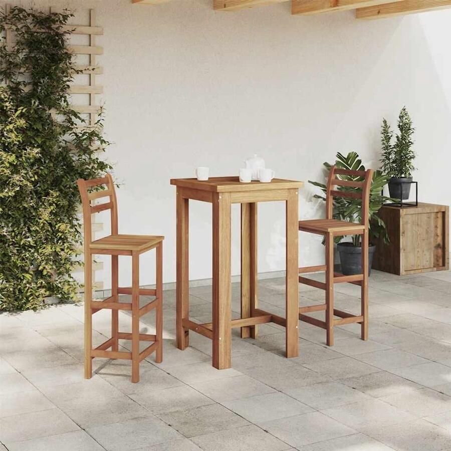 VidaXL Bartafel 60x60x105 cm Massief Acaciahout Bartafel Acacia Tafellaar Houten Bartafel Salontafel Eethoek