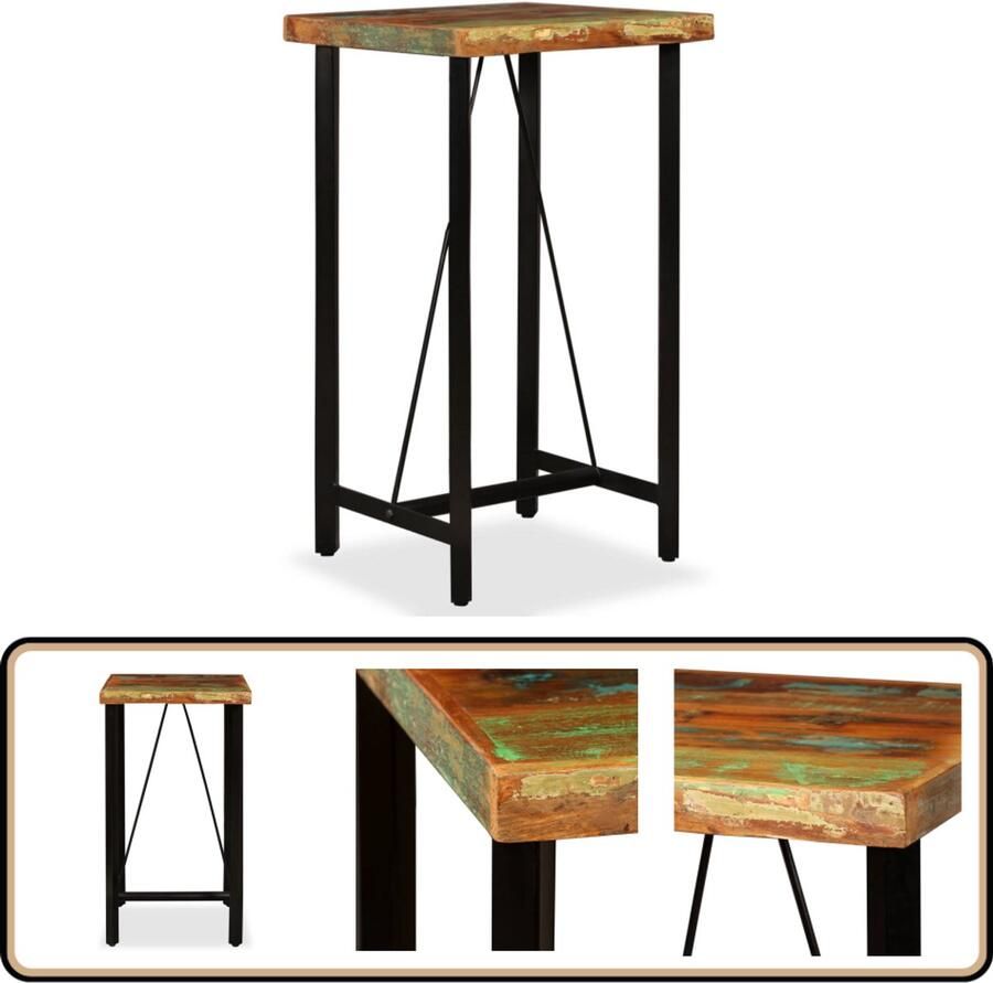 VidaXL Bartafel 60x60x107 cm Gerecycled Hout Industriele Bartafel Houten Bartafel Vintage Bartafel Design Bartafel Bruine Bartafel