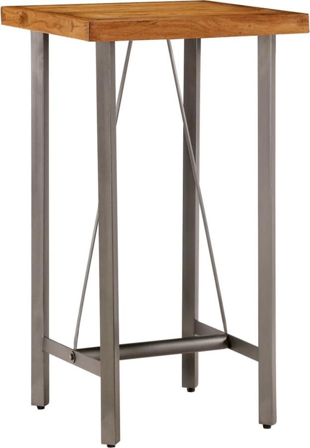 VidaXL Bartafel 60x60x107 cm Gerecycled Teakhout Bartafel Industrieel Design Teak Hout Metalen Onderstel Eetkamertafel Kookeiland Moderne Tafel Unieke Tafel Vintage Look Multifunctionele Tafel