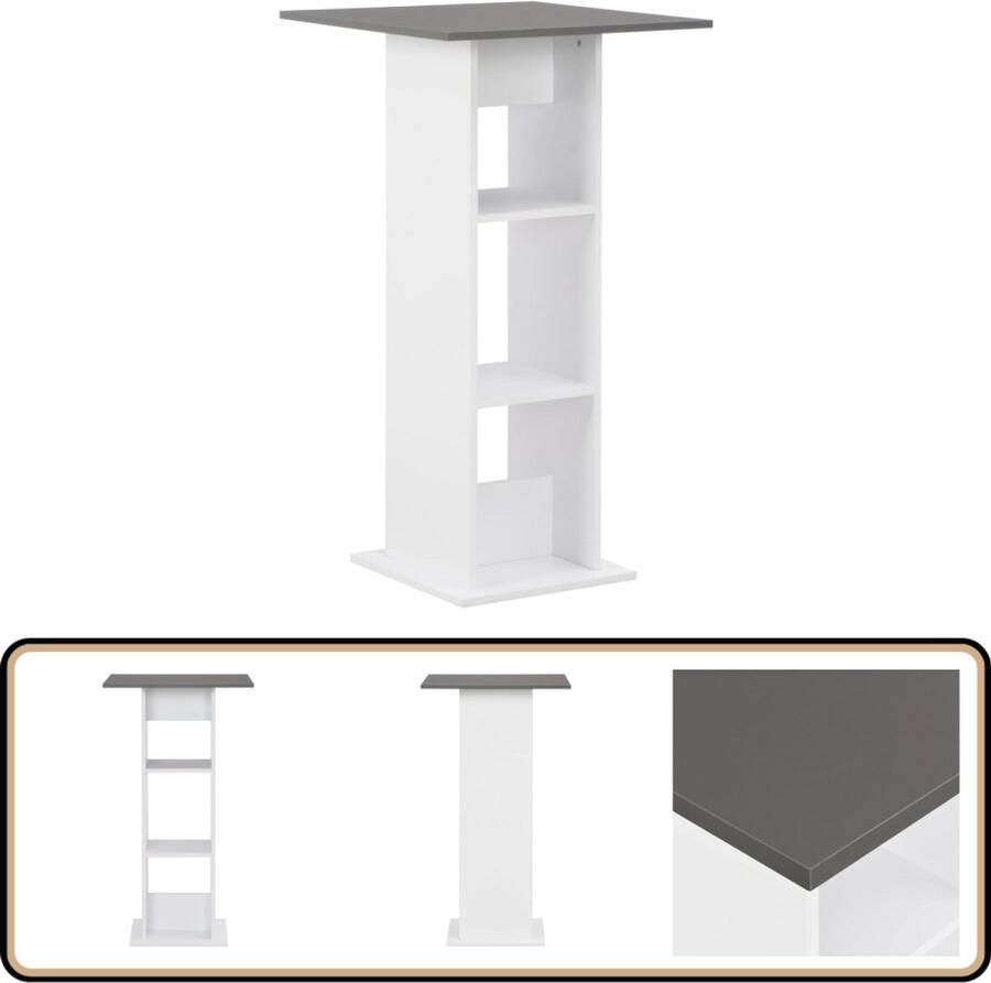 VidaXL Bartafel Wit en Antracietgrijs 60x60x110 cm Bartafel Bistrotafel Salontafel Eettafel Werkblad Wit Meubilair Antraciet Grijs Meubilair Houtsoort