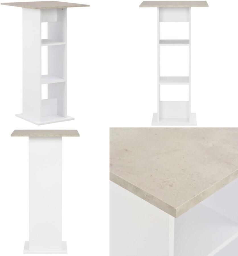 VidaXL Bartafel 60x60x110 cm wit en betonkleurig Bartafel Bartafels Bistrotafel Bistrotafels