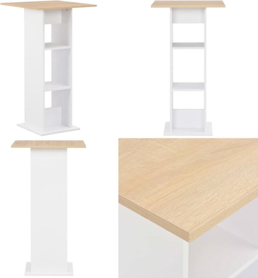 VidaXL Bartafel 60x60x110 cm wit en sonoma eikenkleurig Bartafel Bartafels Bistrotafel Bistrotafels