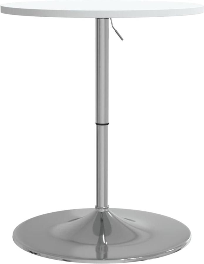 The Living Store Bartafel 60x60x90 cm bewerkt hout en verchroomd staal wit Bartafel Salontafel Keukenbar Eetkamerstoel Meubilair