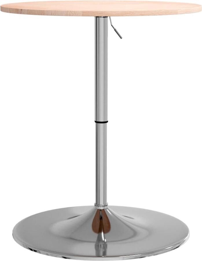 The Living Store Bartafel Ø 60x89 5 cm massief eikenhout Bartafel Eikenhout Verstelbare Bartafel Hoge Bartafel Barset