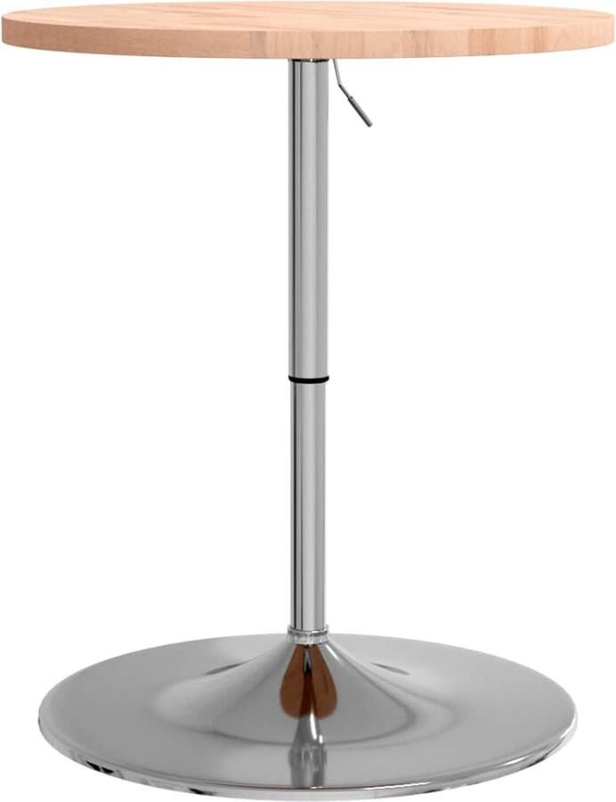 The Living Store Bartafel Ø 60x90 5 cm massief beukenhout Bartafel Houten Bartafel Verchroomd Metal Verhogen Tafel Eetkamerstoel