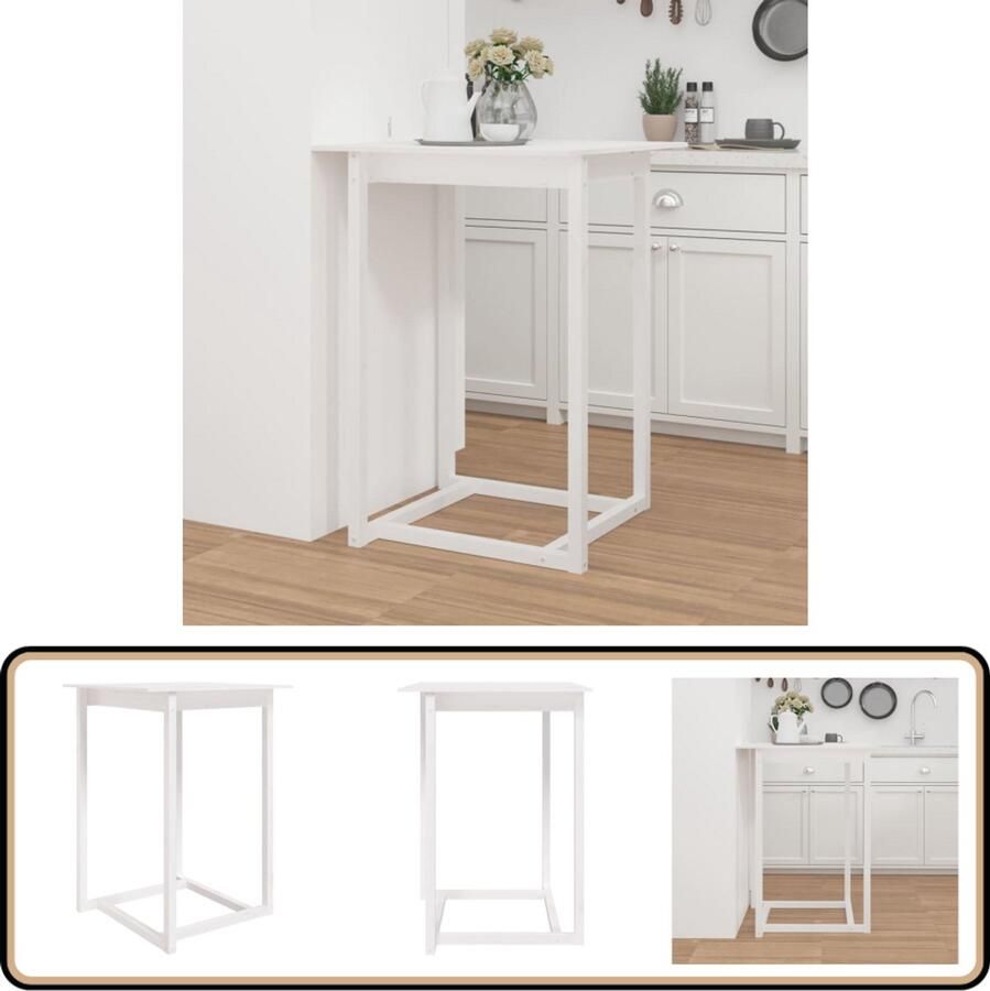 VidaXL Bartafel 80x80x110 cm Grenenhout Wit Bartafel Houten Bartafel Grenenhouten Bartafel Witte Bartafel Salontafel Bistrotafel Eetkamerstoel Keukenmeubel Interieurdecoratie Livingroom Furniture