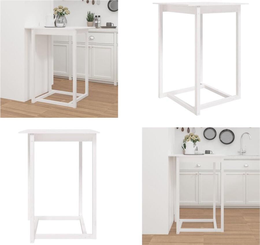 VidaXL Bartafel 80x80x110 cm massief grenenhout wit Bartafel Bartafels Bistrotafel Cafétafel