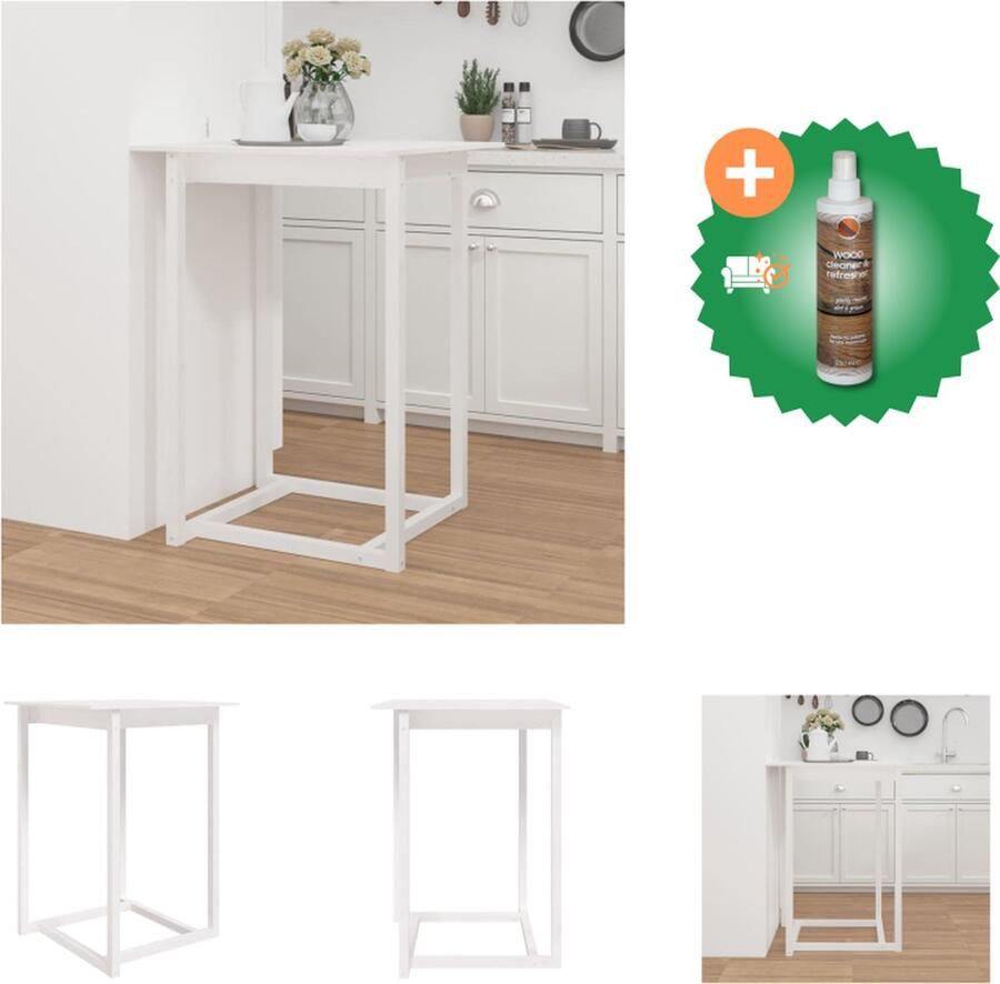 VidaXL Bartafel 80x80x110 cm massief grenenhout wit Tafel Inclusief Houtreiniger en verfrisser