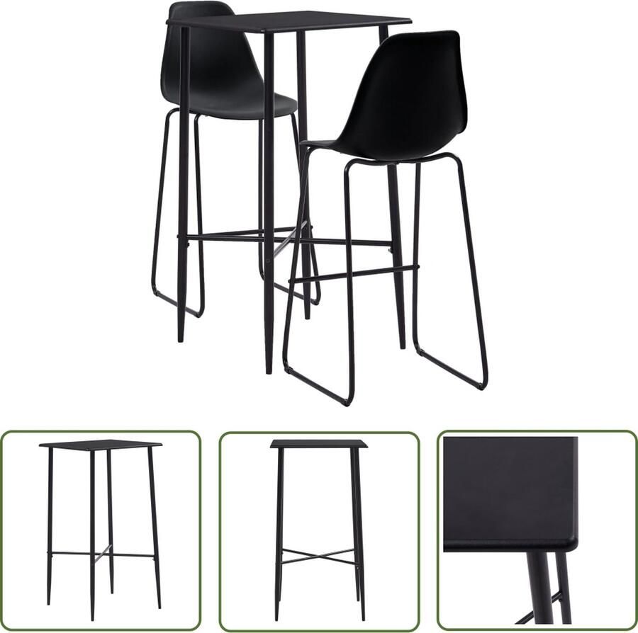 The Living Store barset modern design MDF tafelblad gepoedercoat stalen frame ergonomische stoelen eenvoudig te monteren Bar Set Bartafel Eetkamerset Zwarte Meubels Moderne Meubels