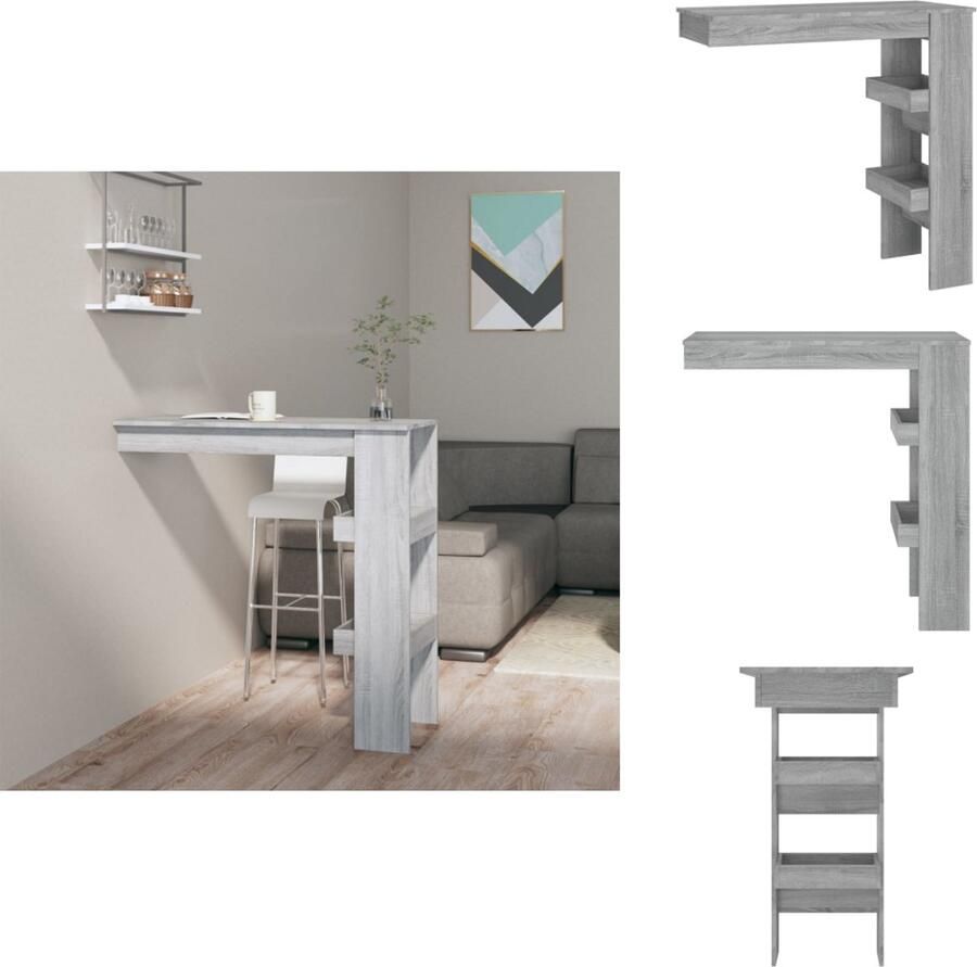 VidaXL Bartafel Bartafels Bar Tafel Wandgemonteerd Bistrotafel Bartafel wandgemonteerd 102x45x103 5 cm bewerkt hout grijs