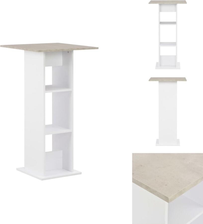 VidaXL Bartafel Bartafels Bistrotafel Bistrotafels Bartafel 60x60x110 cm wit en betonkleurig