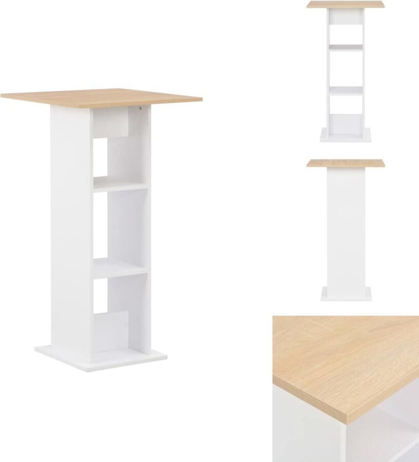 VidaXL Bartafel Bartafels Bistrotafel Bistrotafels Bartafel 60x60x110 cm wit en sonoma eikenkleurig