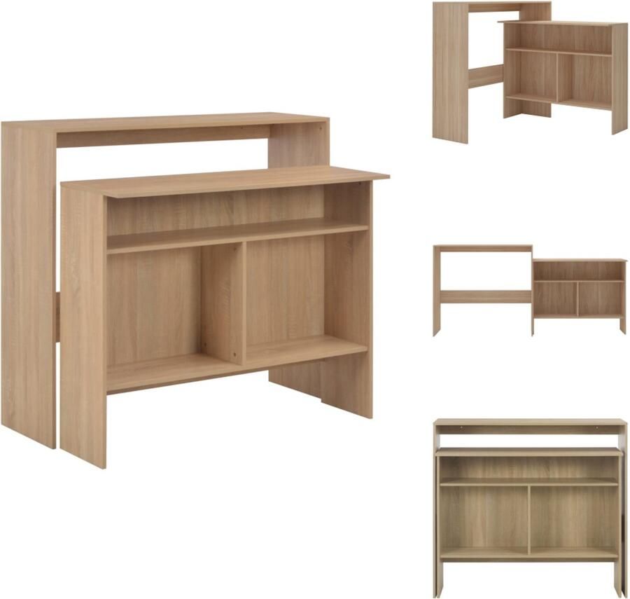 VidaXL Bartafel Bartafels Bistrotafel Bistrotafels Bartafel met 2 tafelbladen 130x40x120 cm eikenkleurig