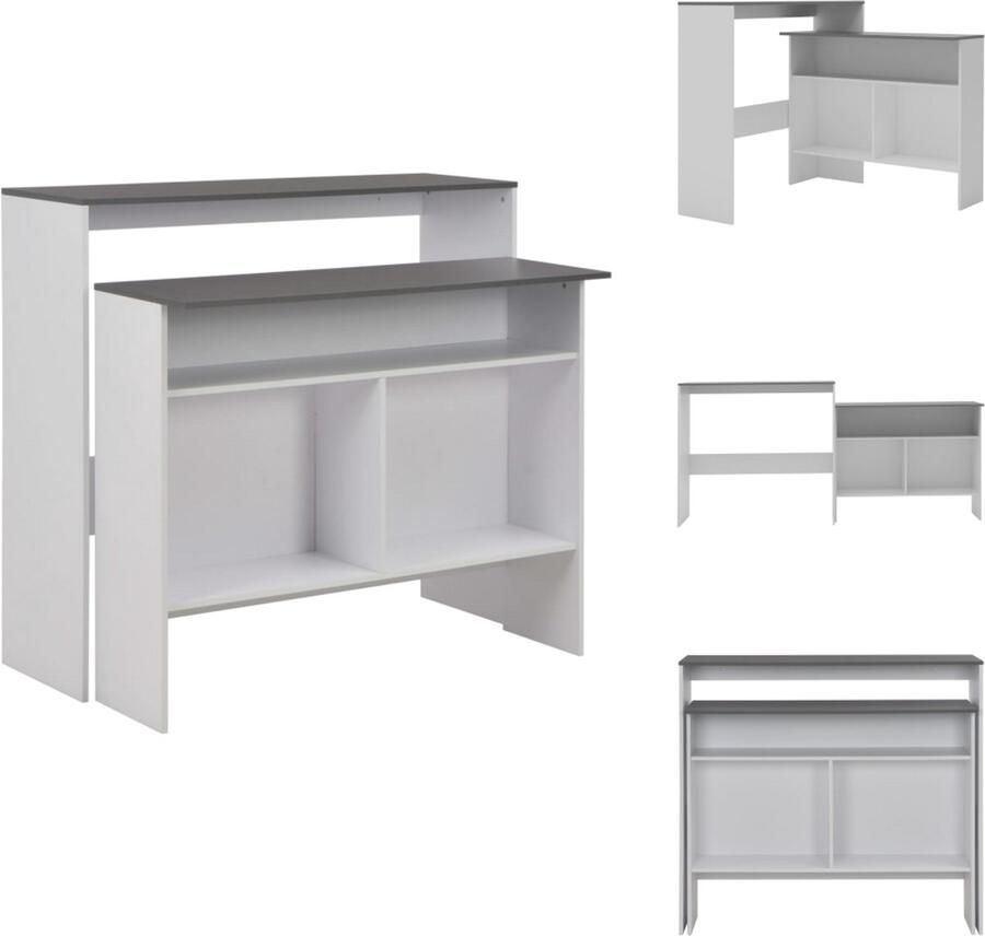 VidaXL Bartafel Bartafels Bistrotafel Bistrotafels Bartafel met 2 tafelbladen 130x40x120 cm wit en grijs