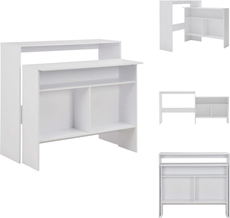 VidaXL Bartafel Bartafels Bistrotafel Bistrotafels Bartafel met 2 tafelbladen 130x40x120 cm wit