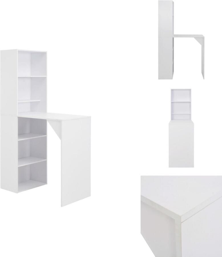 VidaXL Bartafel Bartafels Bistrotafel Bistrotafels Bartafel met kast 115x59x200 cm wit