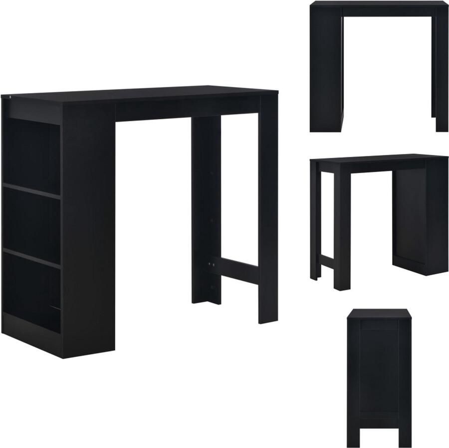 VidaXL Bartafel Bartafels Bistrotafel Bistrotafels Bartafel met schap 110x50x103 cm zwart