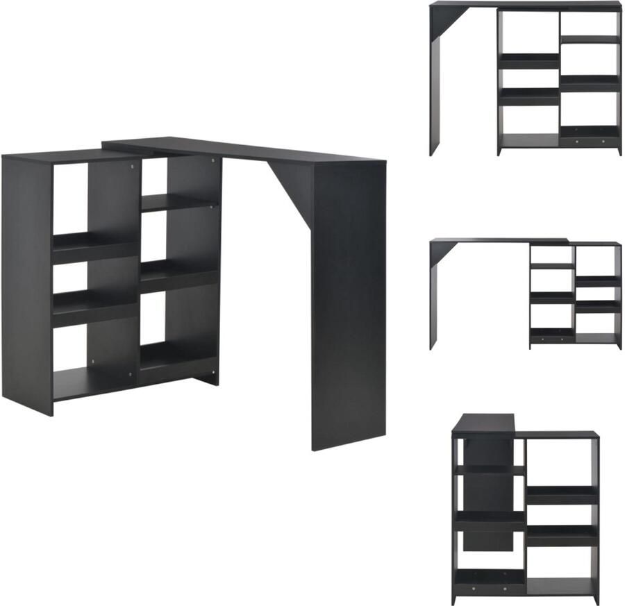 VidaXL Bartafel Bartafels Bistrotafel Bistrotafels Bartafel met verplaatsbaar schap 138x39x110 cm zwart