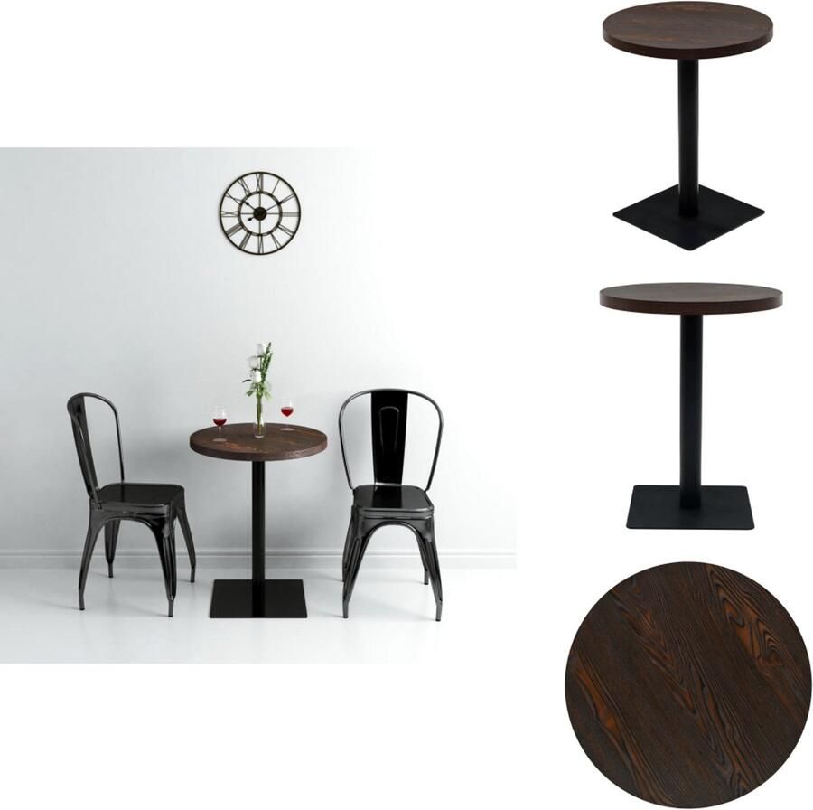 VidaXL Bartafel Bartafels Bistrotafel Bistrotafels Bistrotafel rond 60x75 cm MDF en staal donker essenkleur