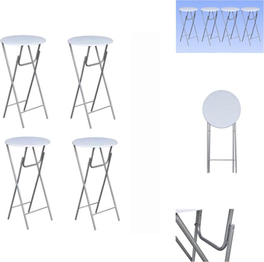 VidaXL Bartafel Bartafels Bistrotafel Bistrotafels Statafels met MDF tafelblad wit 4 st