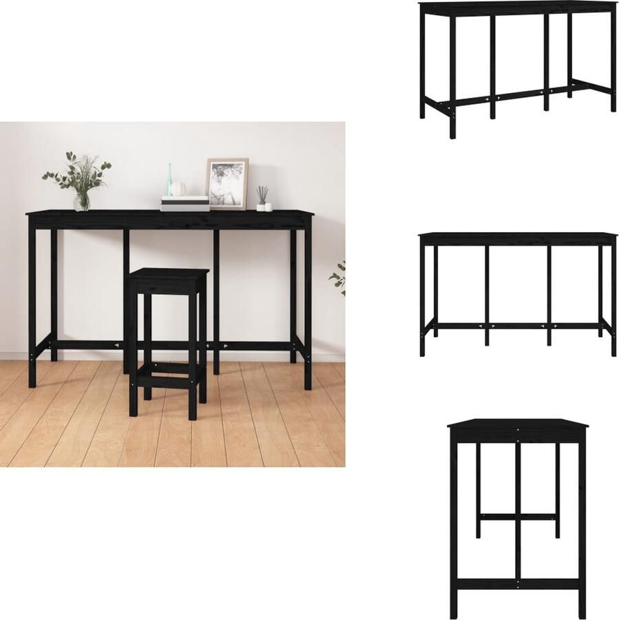 VidaXL Bartafel Bartafels Bistrotafel Cafétafel Bartafel 180x80x110 cm massief grenenhout zwart - Foto 2
