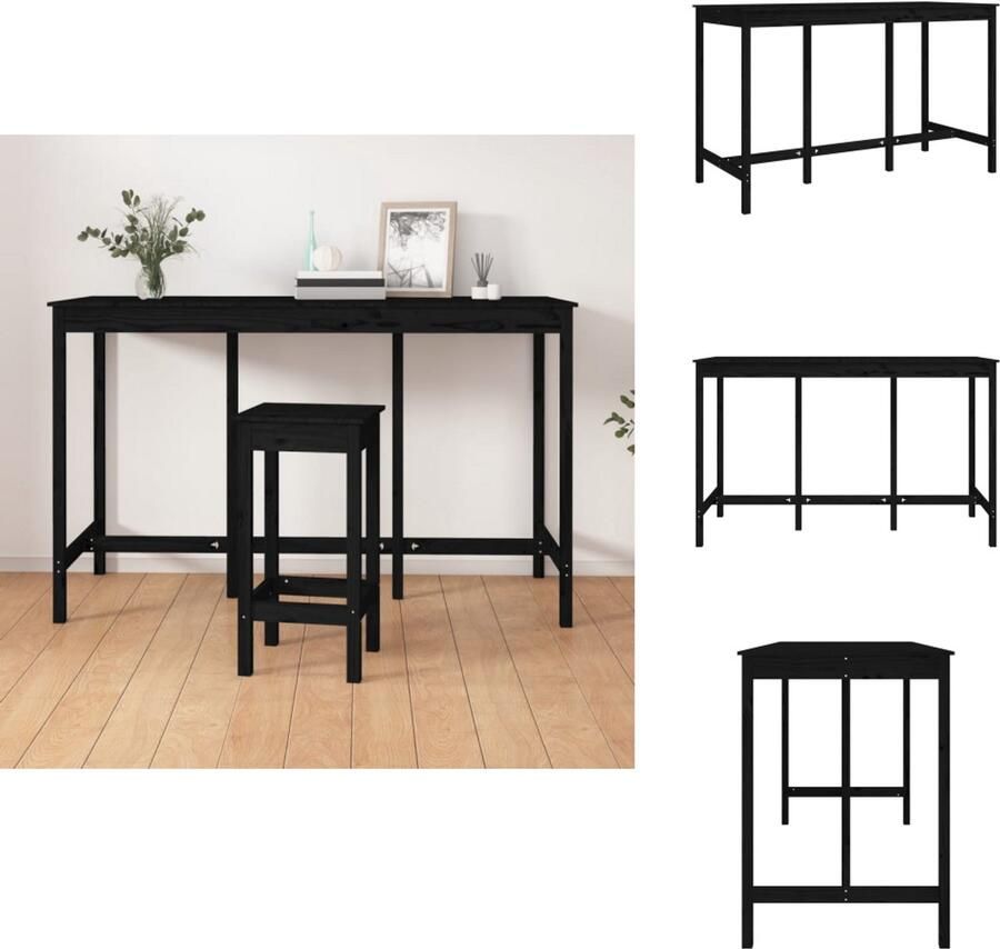 VidaXL Bartafel Bartafels Bistrotafel Cafétafel Bartafel 180x80x110 cm massief grenenhout zwart