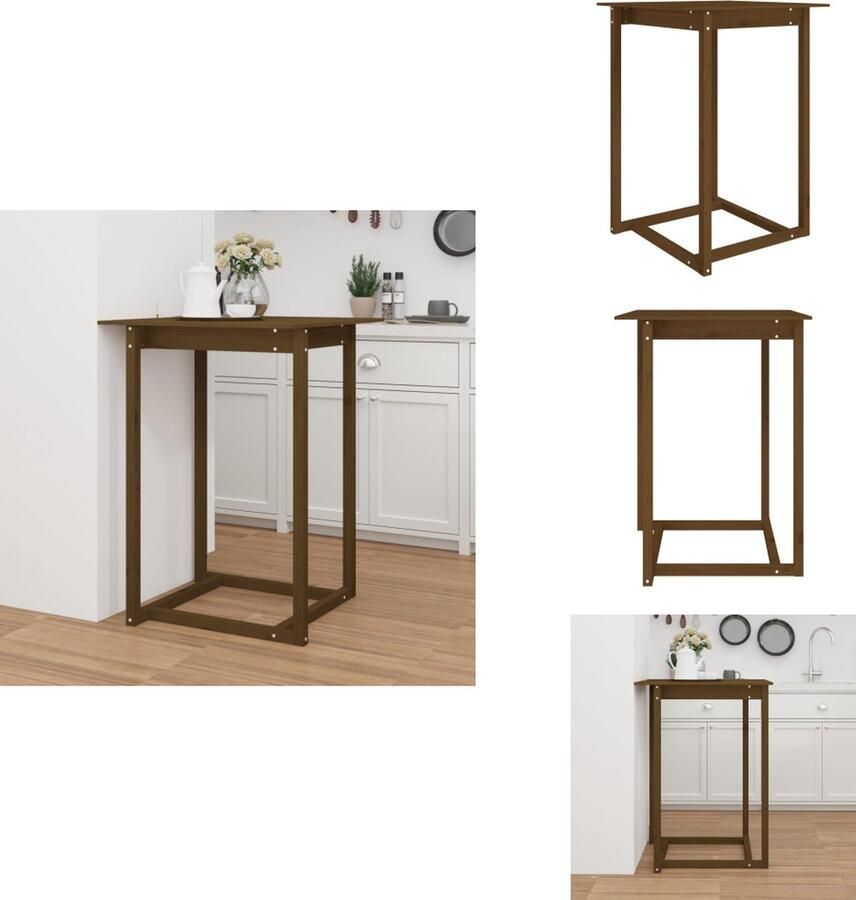 VidaXL Bartafel Bartafels Bistrotafel Cafétafel Bartafel 80x80x110 cm massief grenenhout honingbruin