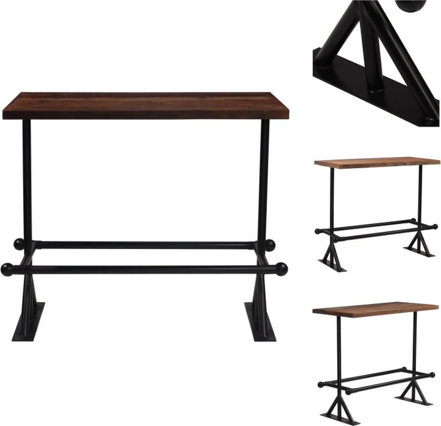 VidaXL Bartafel Bartafels Eetkamertafel Eetkamertafels Bartafel 120x60x107 cm massief gerecycled hout donkerbruin