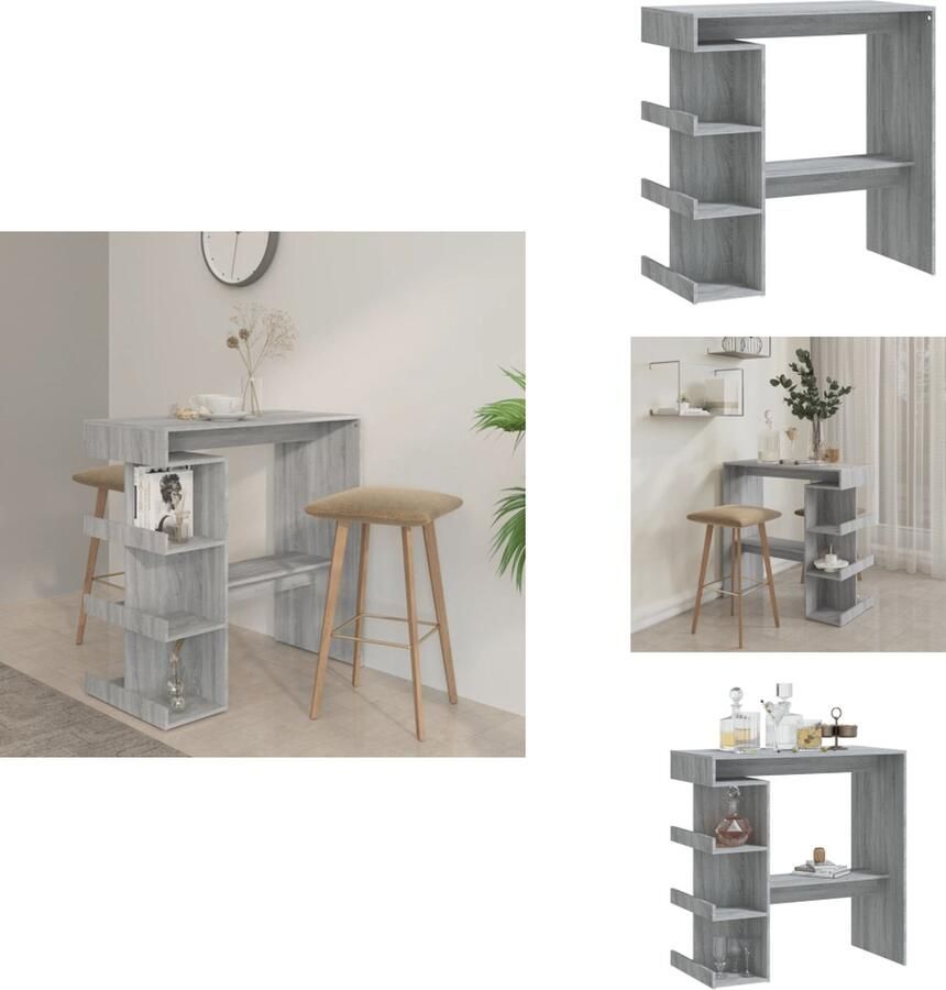 VidaXL Bartafel Bartafels Pubtafel Kroegtafel Bartafel met opbergrek 100x50x101 5 cm grijs sonoma - Foto 2