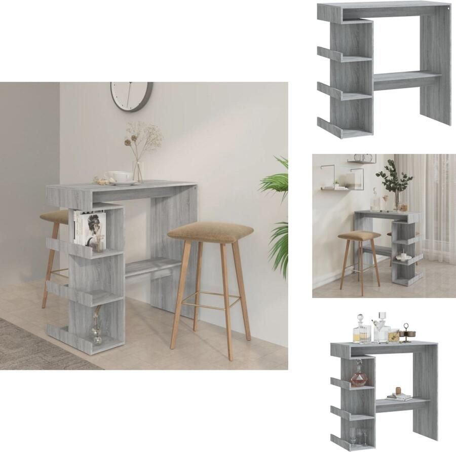 VidaXL Bartafel Bartafels Pubtafel Kroegtafel Bartafel met opbergrek 100x50x101 5 cm grijs sonoma