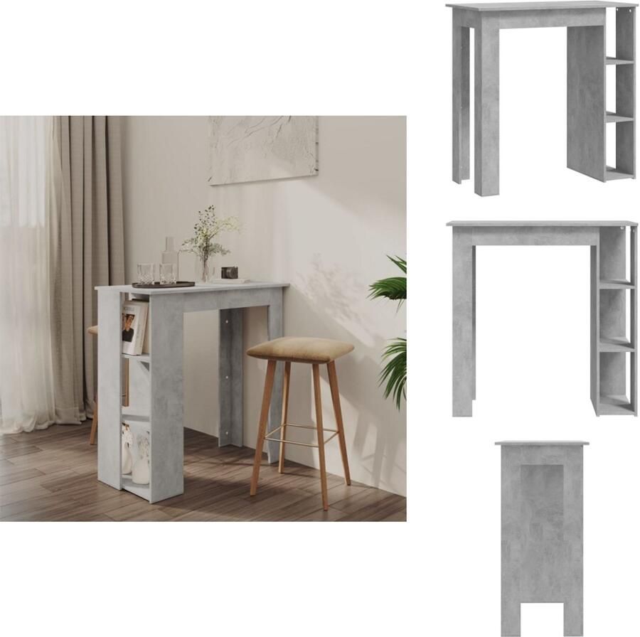 VidaXL Bartafel Bartafels Pubtafel Kroegtafel Bartafel met schap 102x50x103 5 cm bewerkt hout betongrijs