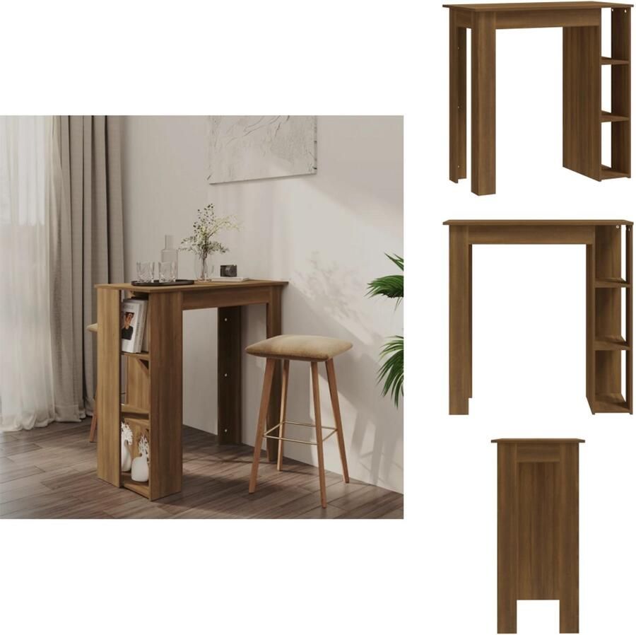 VidaXL Bartafel Bartafels Pubtafel Kroegtafel Bartafel met schap 102x50x103-5 cm spaanplaat bruin eikenkleur