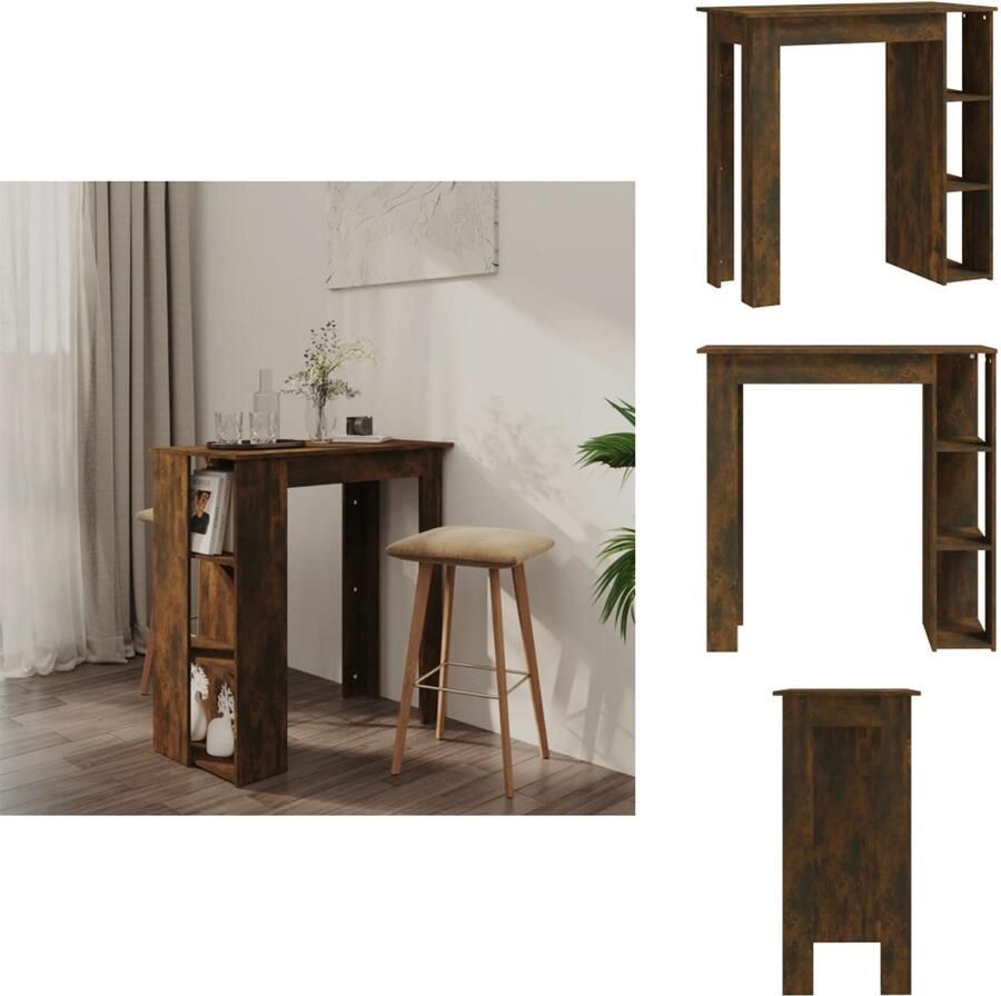 VidaXL Bartafel Bartafels Pubtafel Kroegtafel Bartafel met schap 102x50x103 5 cm bewerkt hout gerookt eiken