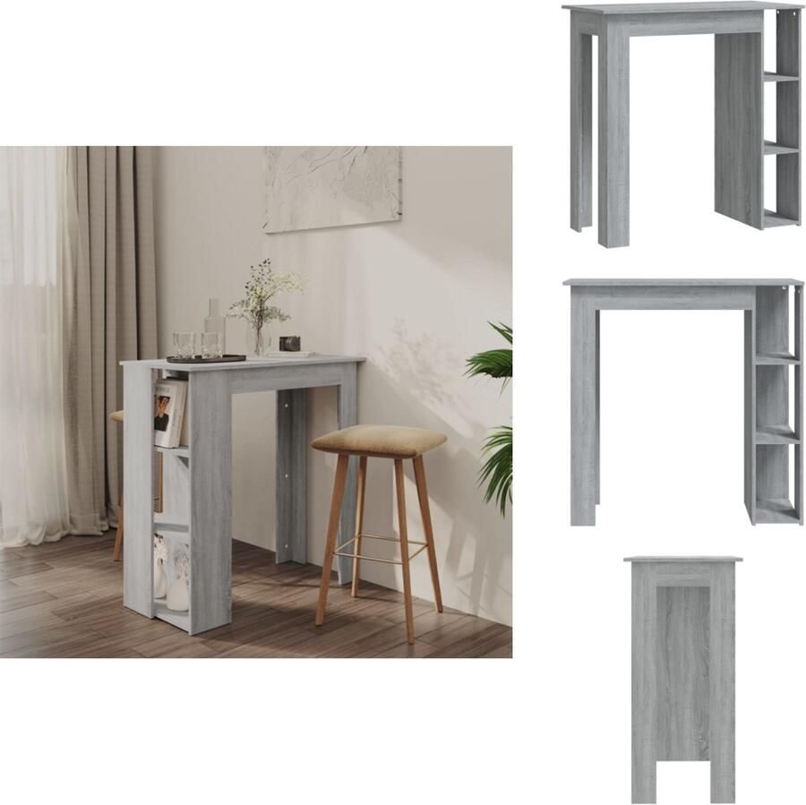 VidaXL Bartafel Bartafels Pubtafel Kroegtafel Bartafel met schap 102x50x103 5 cm bewerkt hout grijs sonoma