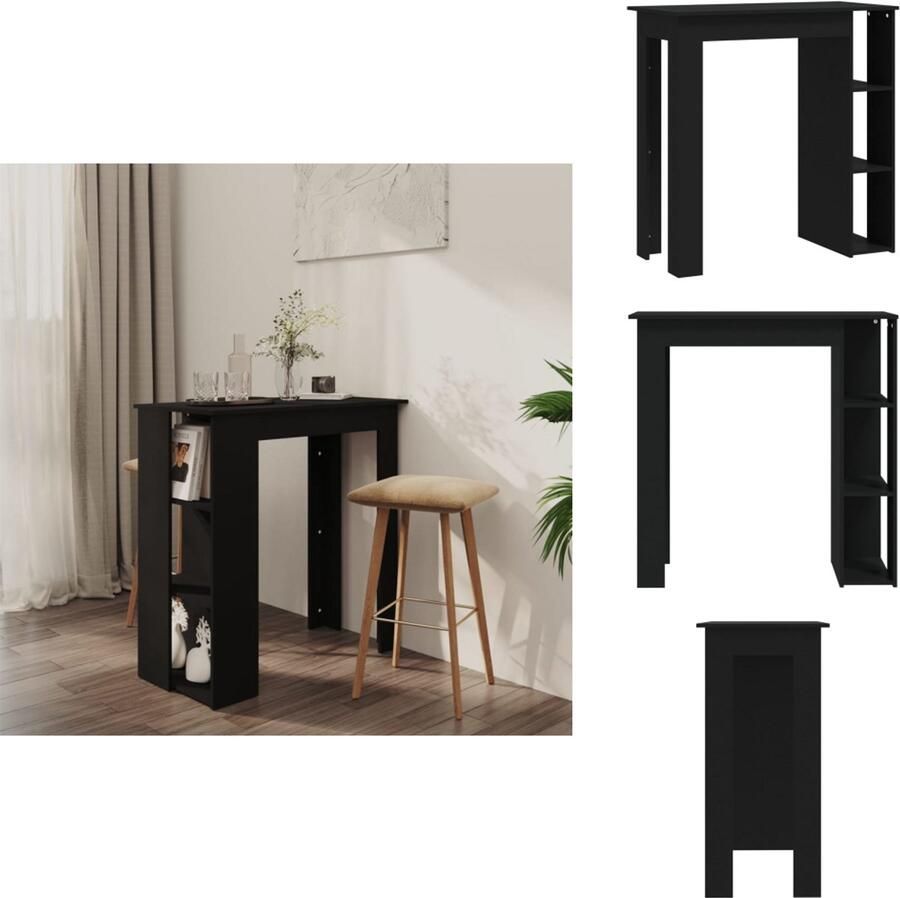 VidaXL Bartafel Bartafels Pubtafel Kroegtafel Bartafel met schap 102x50x103 5 cm bewerkt hout zwart