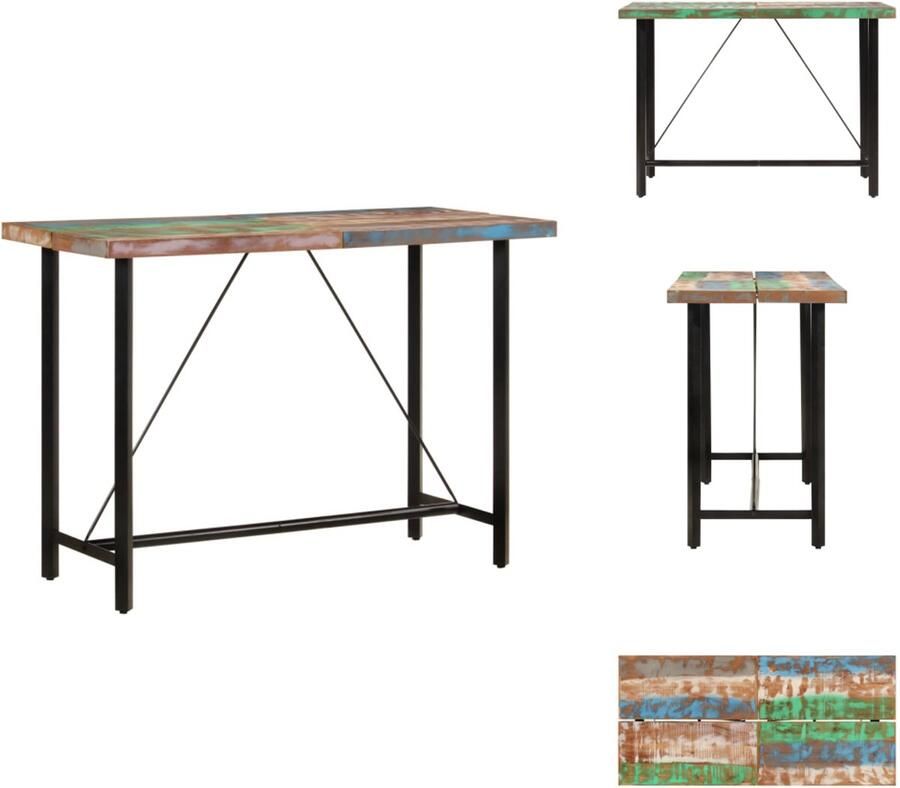 VidaXL Bartafel Bartafels Statafel Hoge Tafel Bartafel 150x70x107 cm massief gerecycled hout en ijzer