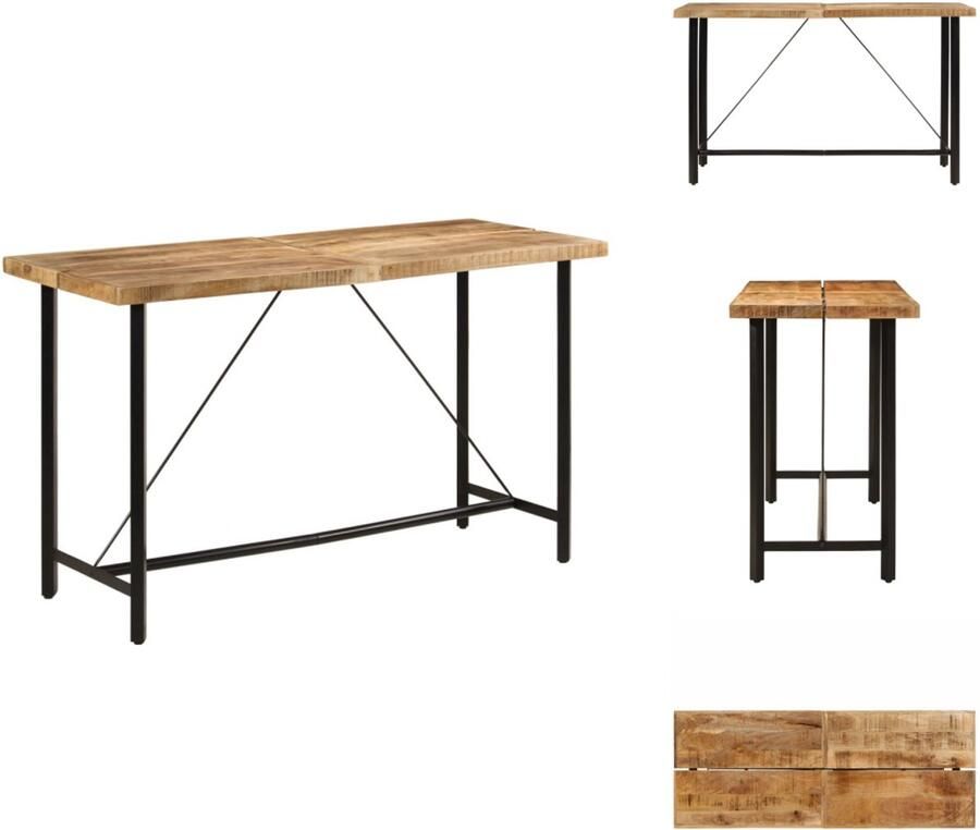 VidaXL Bartafel Bartafels Statafel Hoge Tafel Bartafel 180x70x107 cm massief mangohout en ijzer
