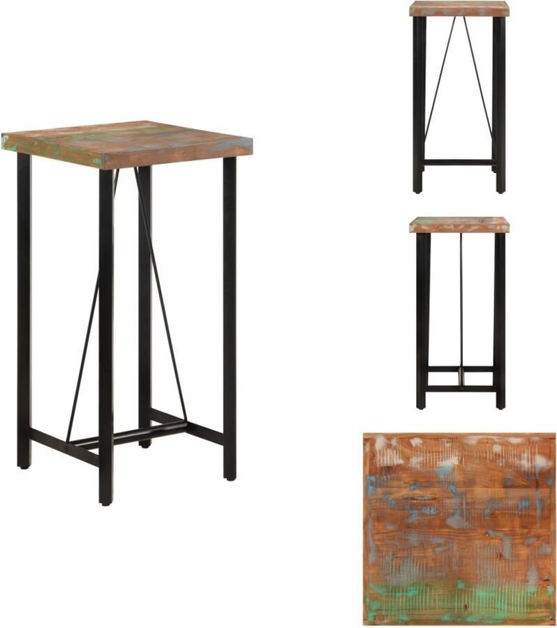 VidaXL Bartafel Bartafels Statafel Hoge Tafel Bartafel 55x55x107 cm massief gerecycled hout en ijzer